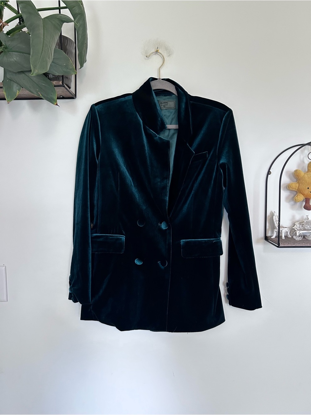 BlankNYC Street Smart Blazer Green Velvet Jacket Size XS